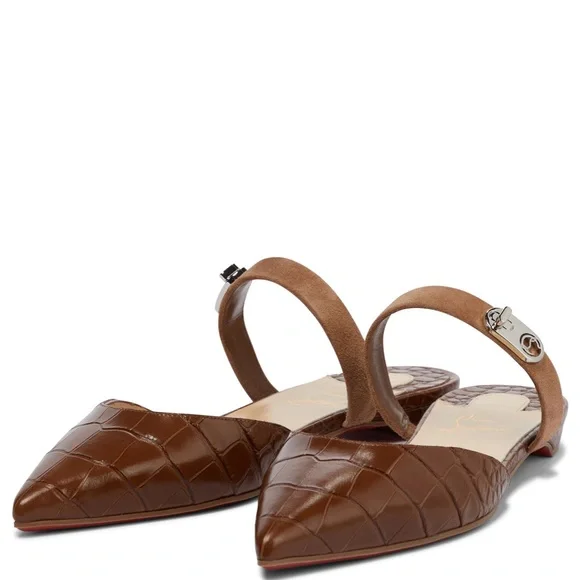 CHRISTIAN LOUBOUTIN Choc Lock croc-effect leather slippers BNIB 36.5 - Picture 5 of 10